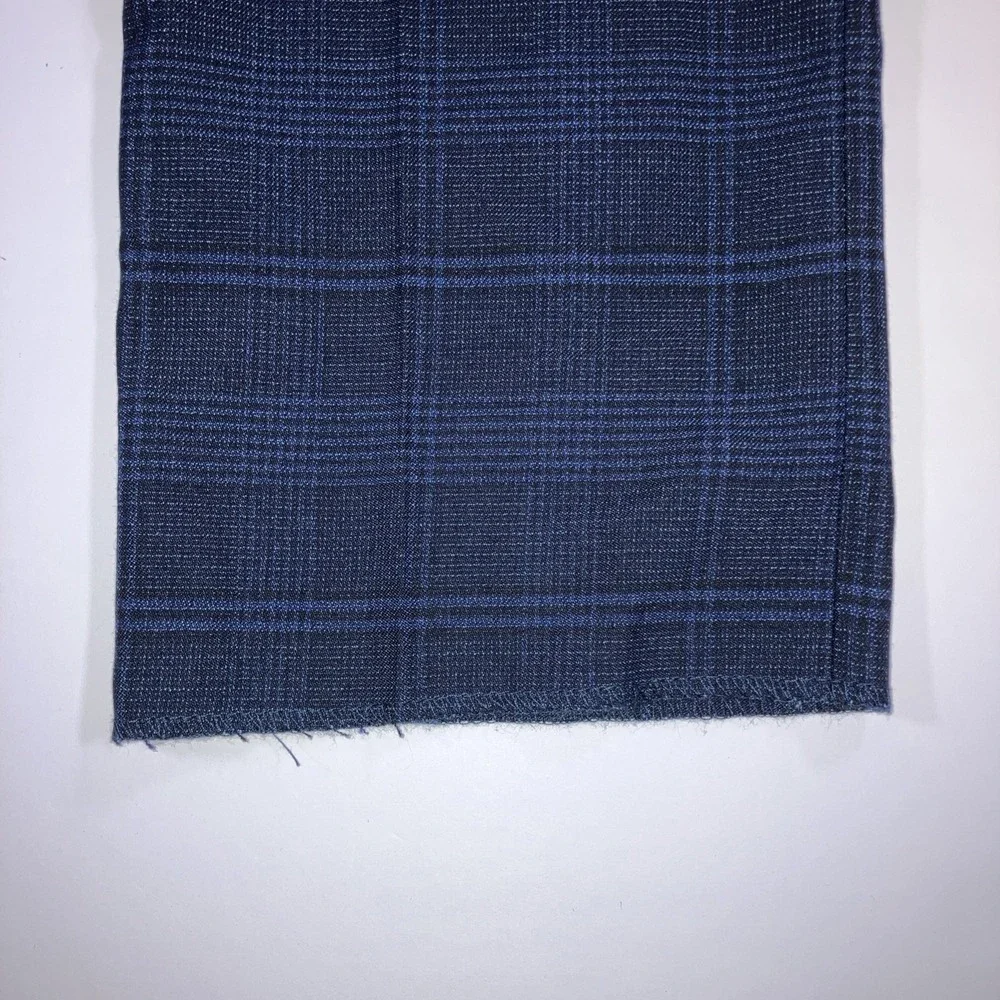 Alain Dupetit Suit Mens 36S 30W Slim Blue Glen Plaid Unhemmed Pants